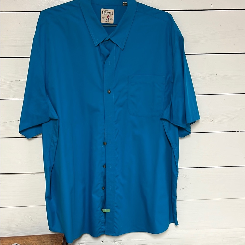 Blue Casual Button Down Shirt with Textured Fabric